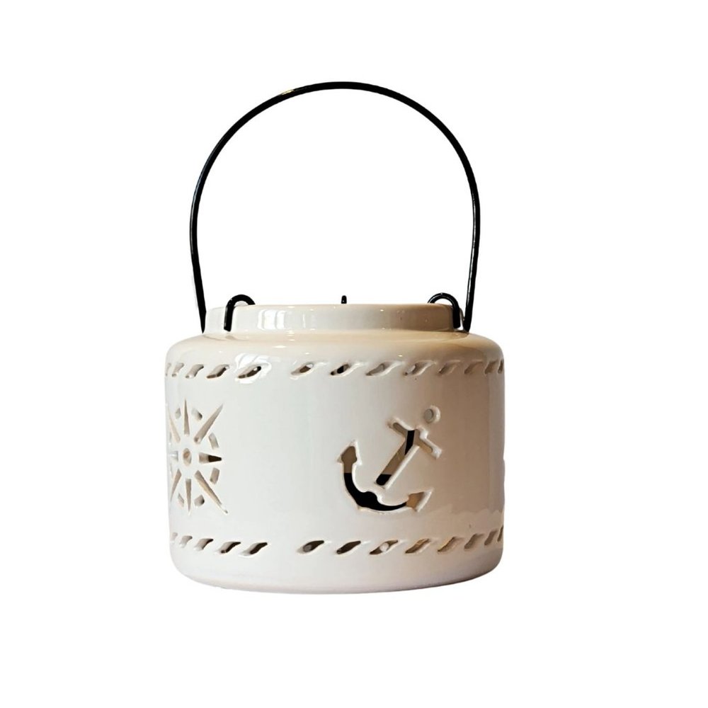 Drew Derose White Nautical Lantern/Candle Holder